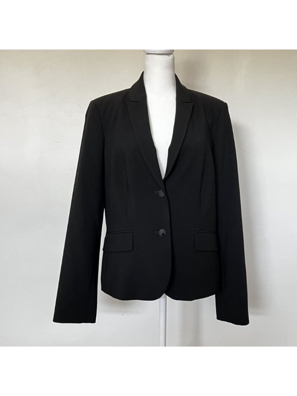 Calvin Klein Womens Blazer Notched 2 Button Black Sz 10 Classic Capsule Neutral - Picture 2 of 14